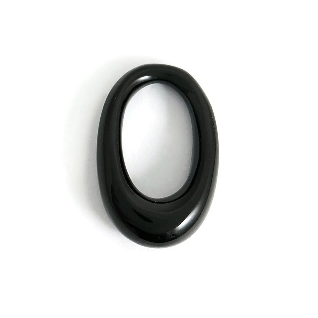 Vintage 1960's Mod Black Lucite Oval Necklace Pendant, 5.87 Grams (1 of 7)