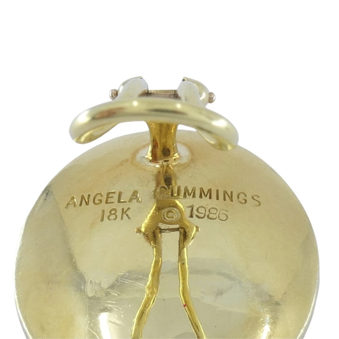 Angela Cummings 18k Gold Mother-of-Pearl Onyx Coral Inlay Dot Dome Earrings - 12