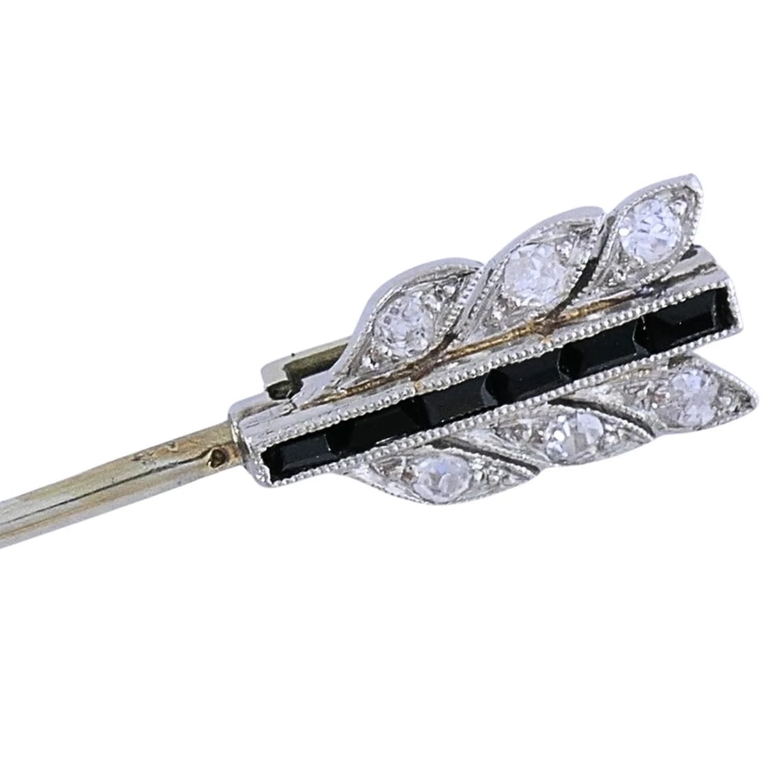 Art Deco 18k Gold Diamond Arrow Jabot Pin - 8