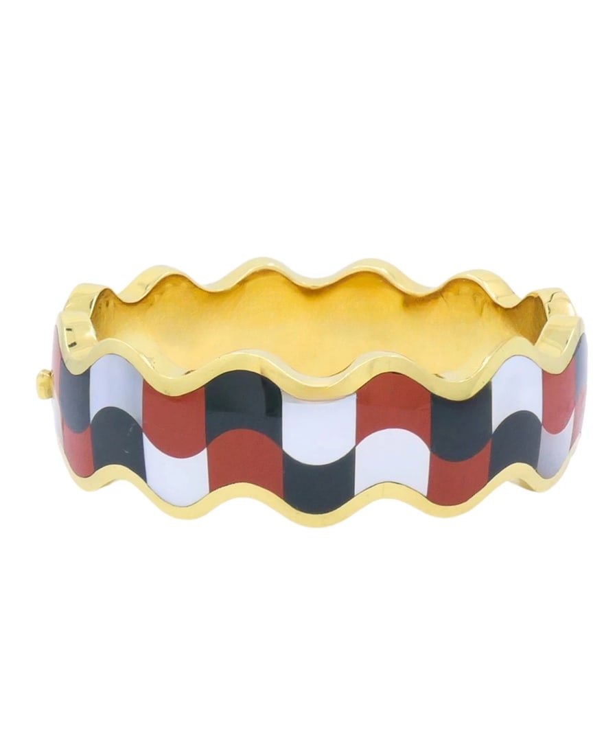 Angela Cummings for Tiffany & Co. Geometric Cuff 18k Gold Bracelet: NS JNTOO Angela Cummings for Tiffany & Co. Geometric Cuff 18k Gold Bracelet Designed by Angela Cummings for Tiffany & Co., this 18k gold bracelet showcases the bold, graphic style that made Cummings' 