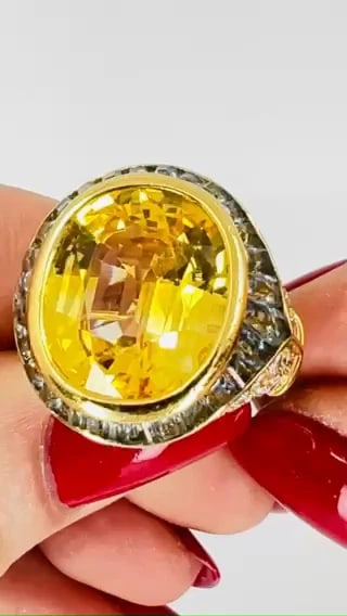 Bvlgari Bulgari Yellow Sapphire RING Gold Aquamarine Diamond Vintage Jewelry - 2