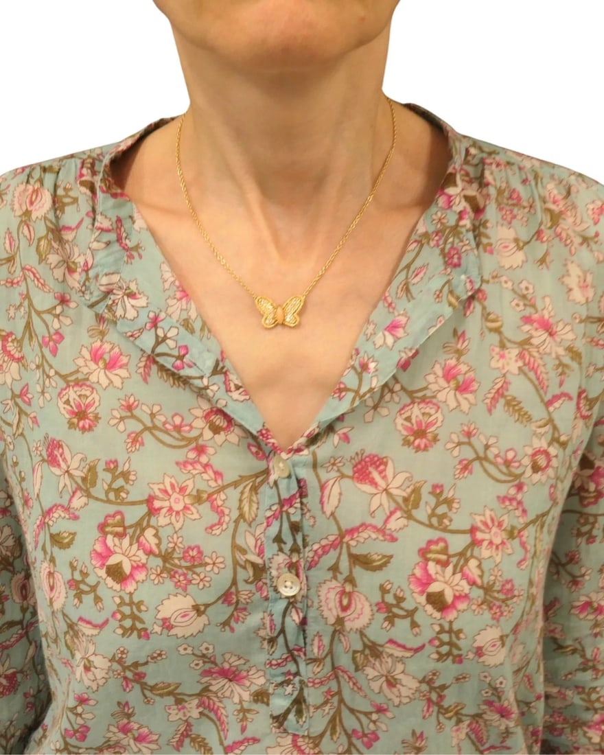 Van Cleef & Arpels Butterfly Necklace Diamond Coral 18k Gold - 11