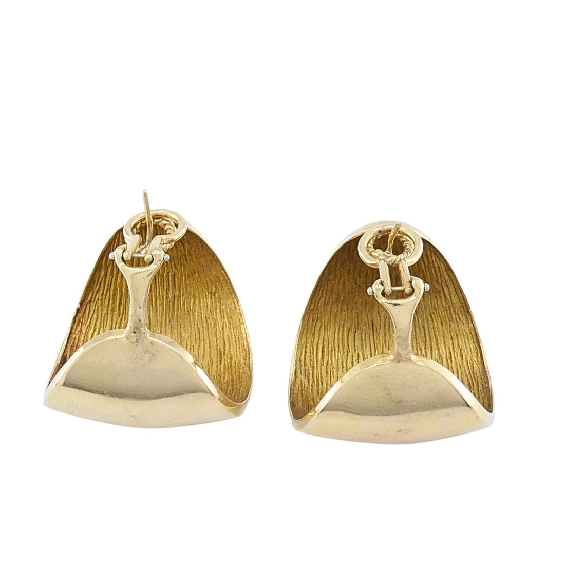 Vintage 14k Gold Sculptural Hoop Earrings - 9
