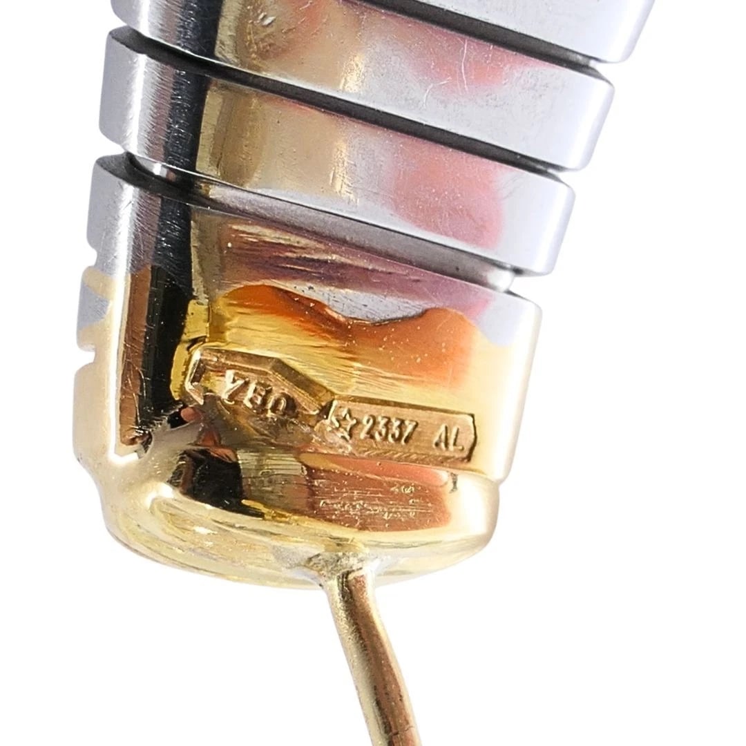 Bvlgari 18k Yellow Gold & Steel Tubogas Pyramid Hoop Earrings - 10