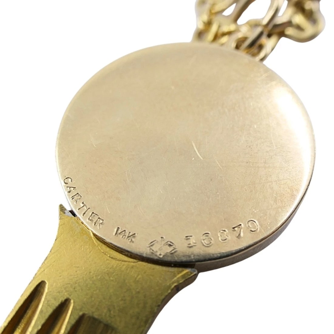 Vintage Cartier 14k Gold Rolls-Royce Key Pendant Necklace - 10