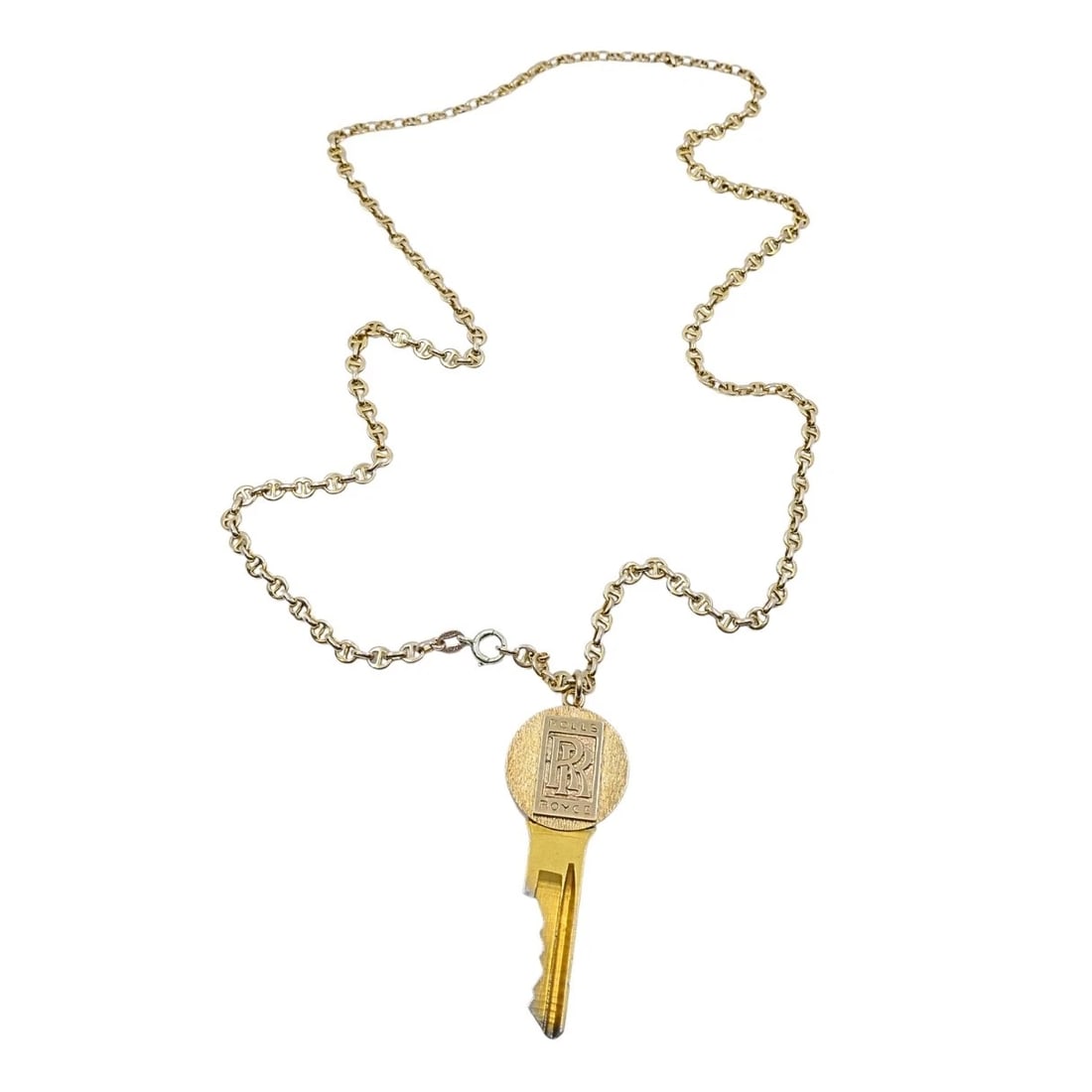 Vintage Cartier 14k Gold Rolls-Royce Key Pendant Necklace - 7