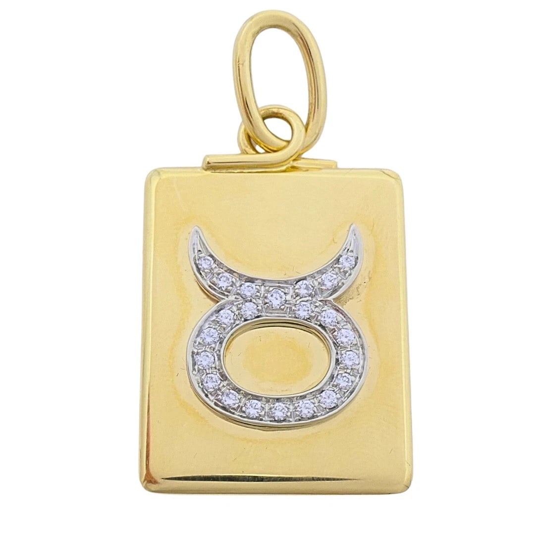 Pomellato 18k Gold Diamond Taurus Zodiac Pendant - 7