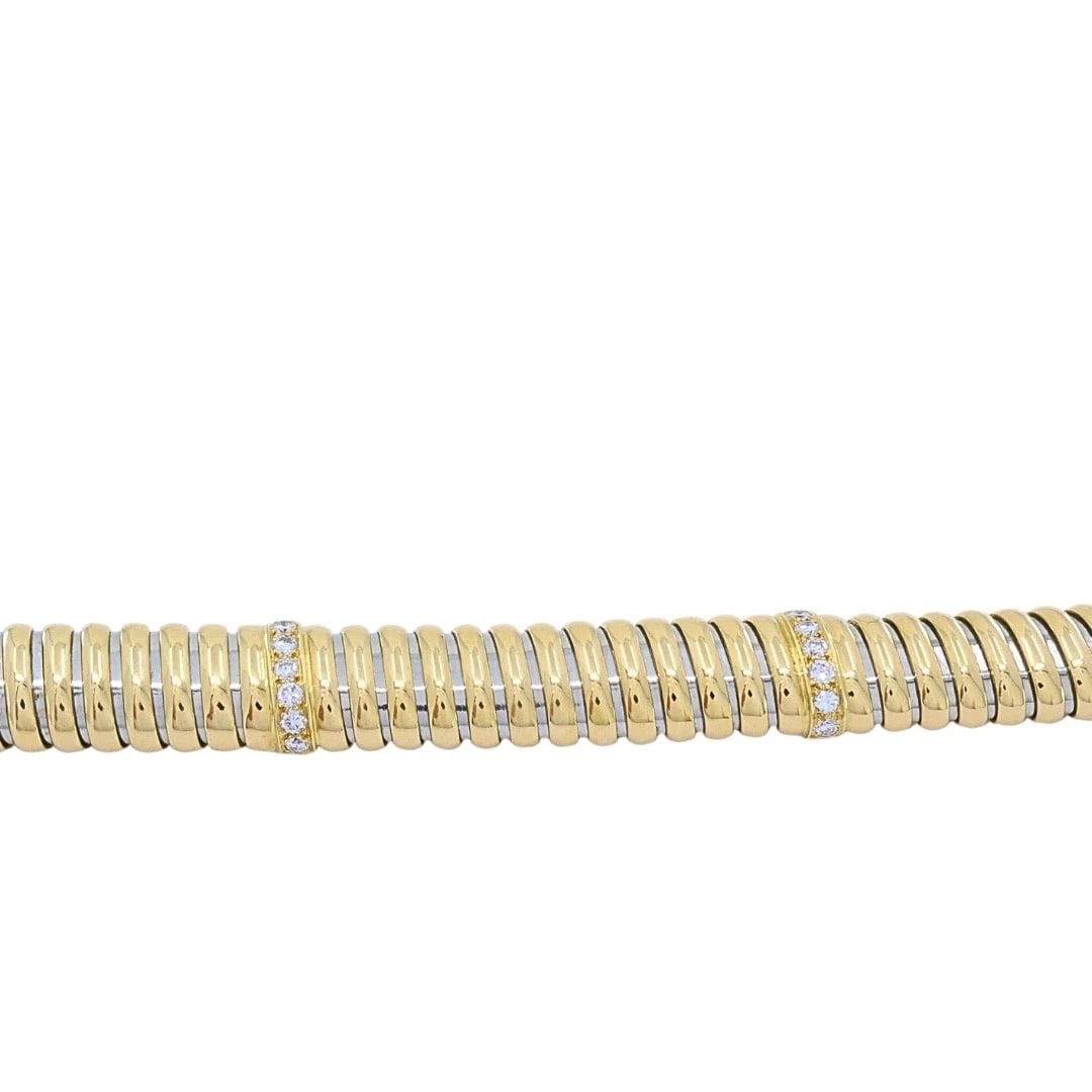 Vintage Cartier 18k Gold & Stainless Steel Tubogas Diamond Bracelet - 6