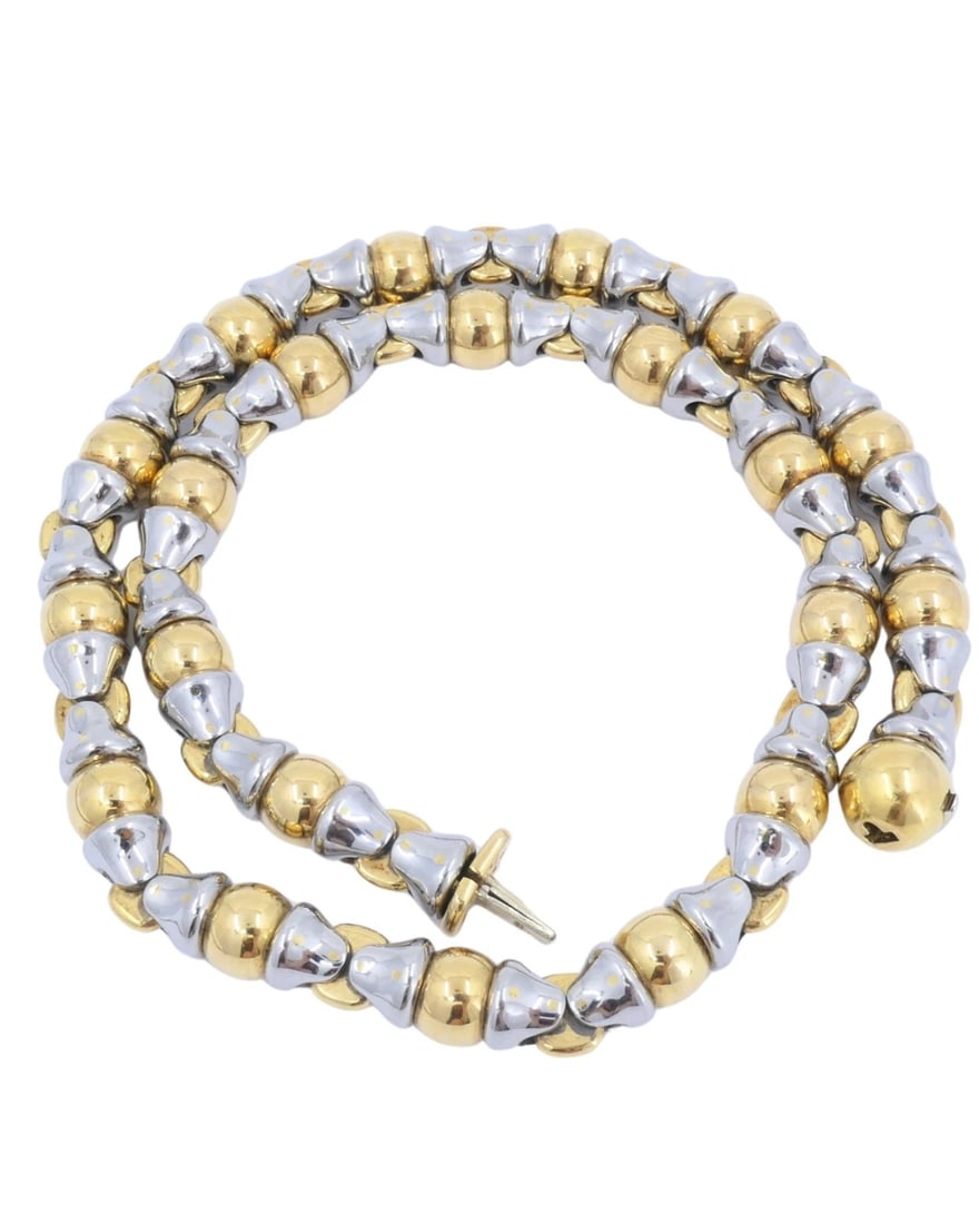 Bvlgari Vintage Bulgari 18k Gold Stainless Steel Collar Necklace - 10