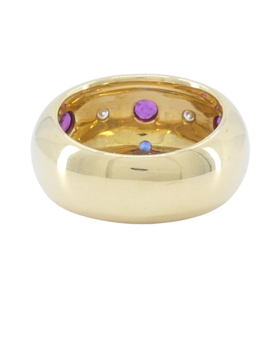 Cartier Vintage Dome Ring Gold Gemstones Size 5.75 - 5