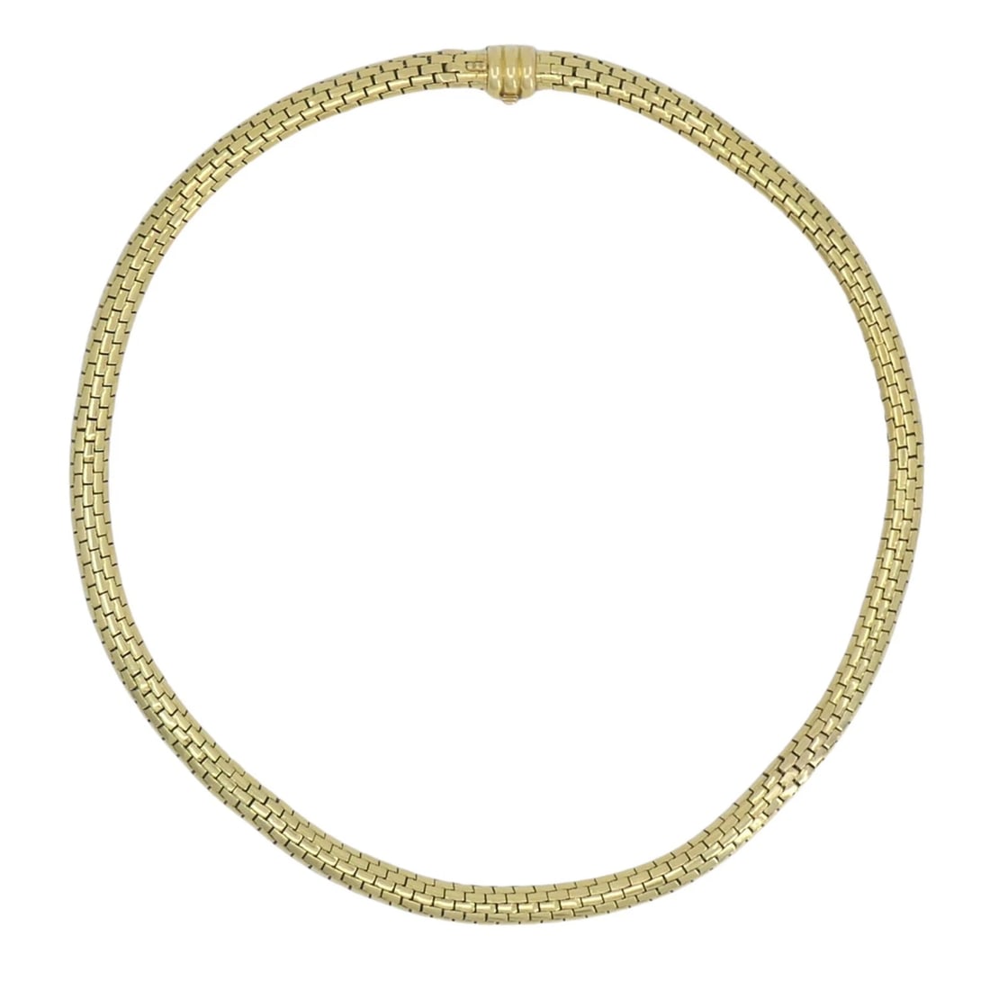 Cartier Paris 18k Gold Flexible Link Collar Necklace, Mid-Century: KL IOOO Cartier Paris 18k gold flexible collar necklace, circa 1950s to 1960s, designed with an articulated brick link construction that creates a smooth curved profile around the neckline. The neckla