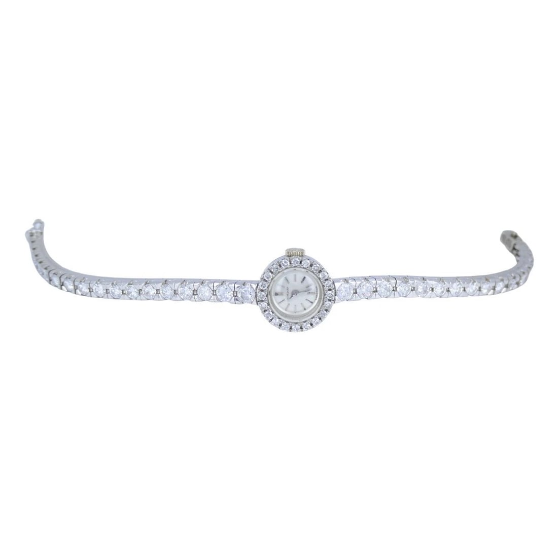 Vintage Longines Swiss 18k White Gold Diamond Lady's Wrist Watch - 11