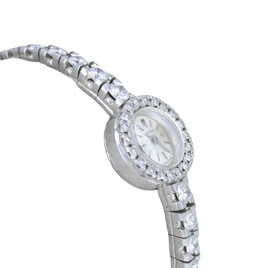 Vintage Longines Swiss 18k White Gold Diamond Lady's Wrist Watch - 5