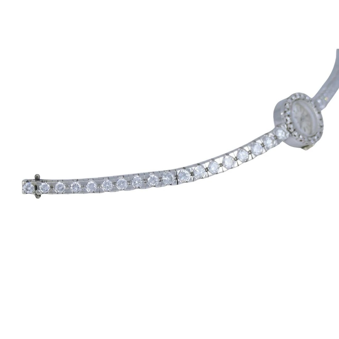 Vintage Longines Swiss 18k White Gold Diamond Lady's Wrist Watch - 9