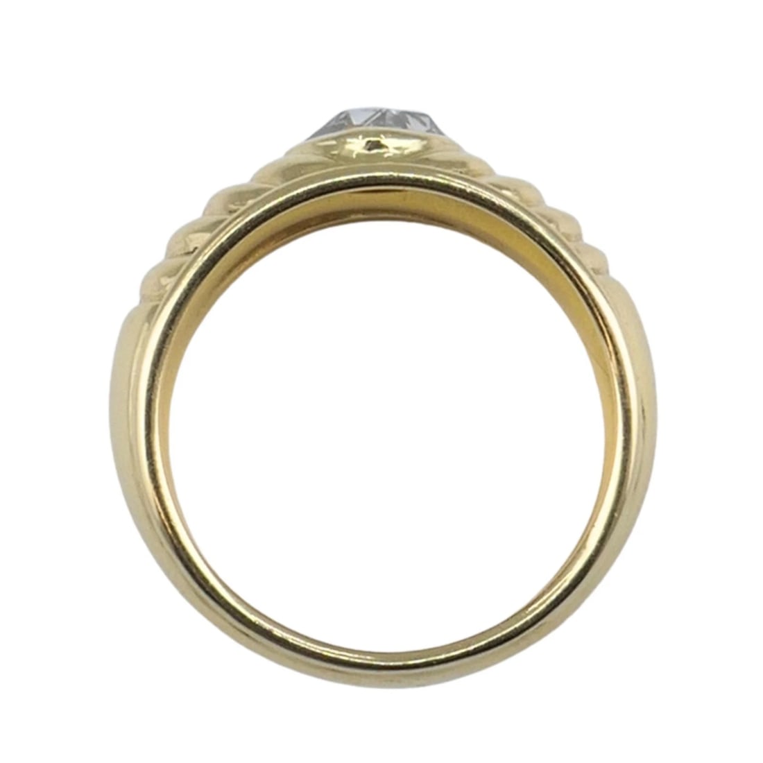 Vintage French 18k Yellow Gold Rose Cut Diamond Domed Band Ring Size 9 - 10