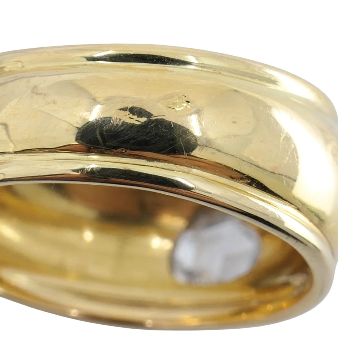 Vintage French 18k Yellow Gold Rose Cut Diamond Domed Band Ring Size 9 - 12