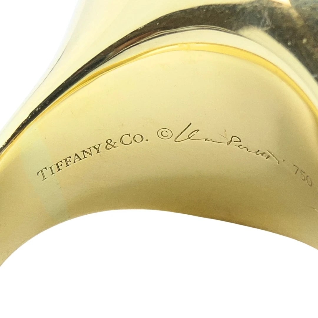 Tiffany & Co. Elsa Peretti 18k Gold Jade Cabochon Dome Ring - 12