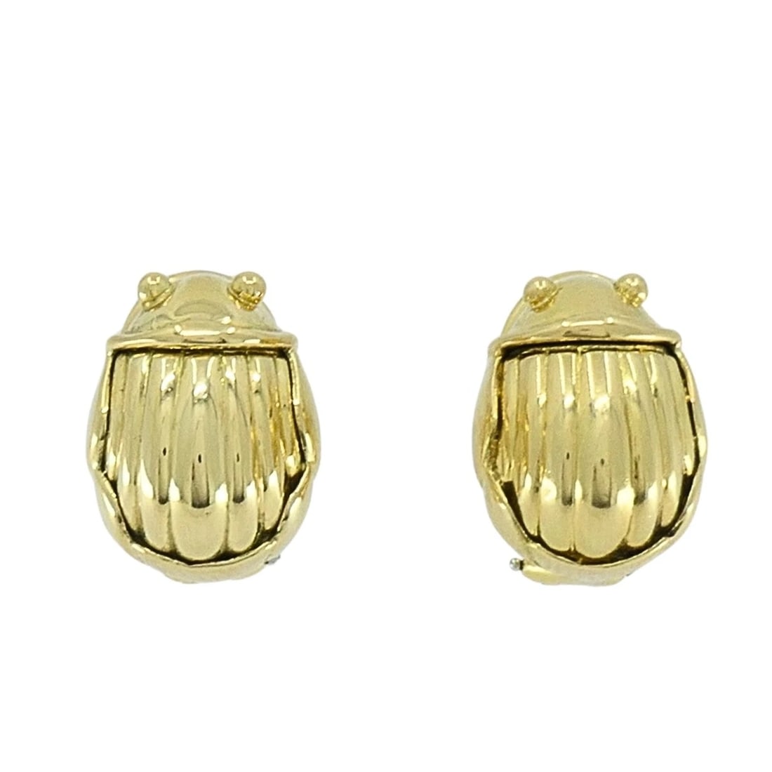 Tiffany & Co. 18k Yellow Gold Scarab Earrings, Circa 1993: Designer: Tiffany & Co. Circa: 1993 Materials: 18K Yellow Gold Weight: 9.8 Grams Measurement: 7/16" x 5/8" Hallmarks: Tiffany & Co. , 750, 1993ITEM DETAILS:Tiffany & Co. 18k Yellow Gold Scarab Earring
