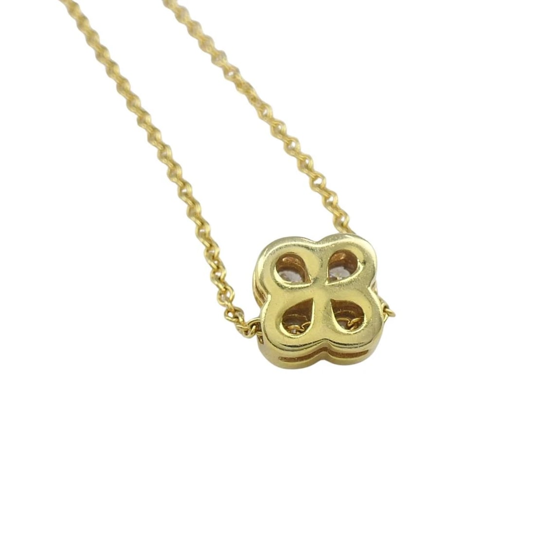 Tiffany & Co. 18k Gold Diamond Clover Flower Pendant Necklace - 10