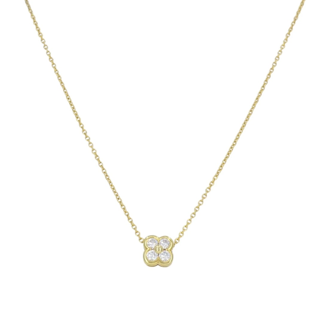 Tiffany & Co. 18k Gold Diamond Clover Flower Pendant Necklace (1 of 14)