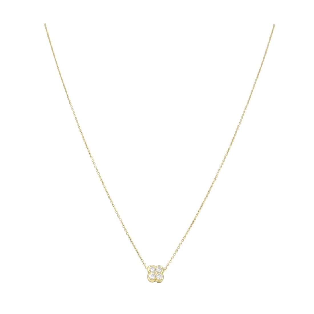 Tiffany & Co. 18k Gold Diamond Clover Flower Pendant Necklace - 4
