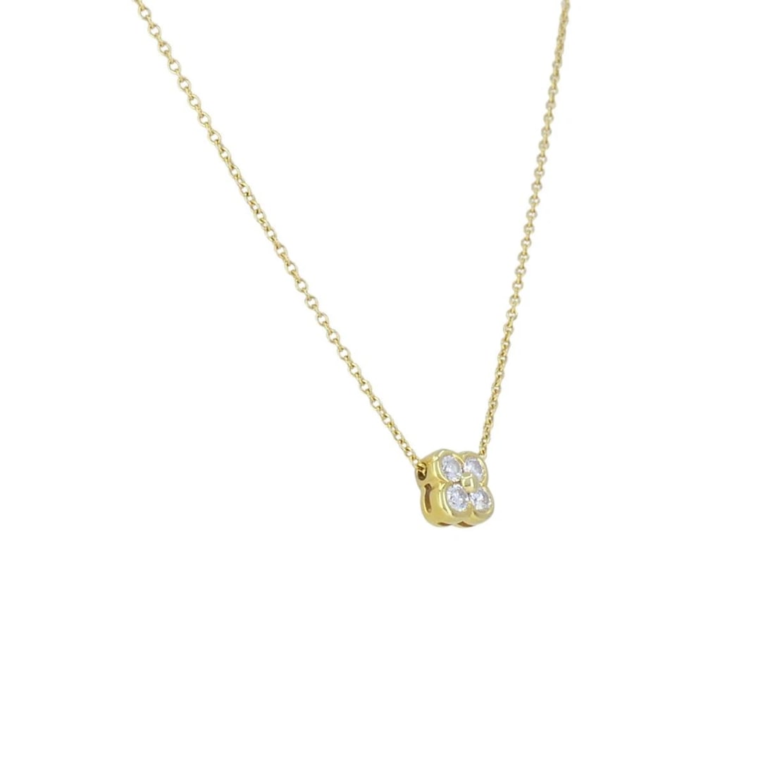 Tiffany & Co. 18k Gold Diamond Clover Flower Pendant Necklace - 5