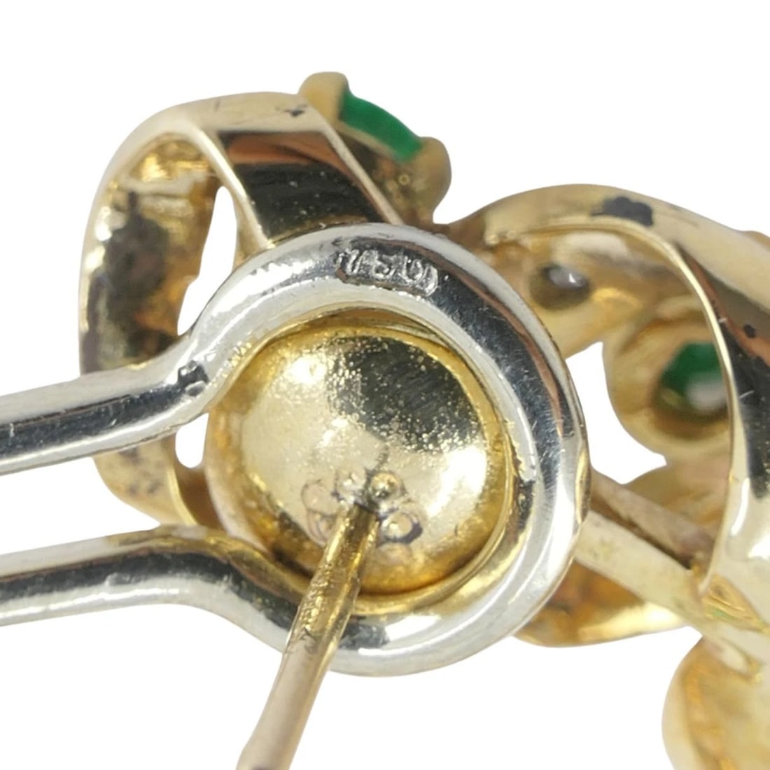Vintage Asprey & Co. 18k Gold Diamond Emerald Circular Earrings - 10