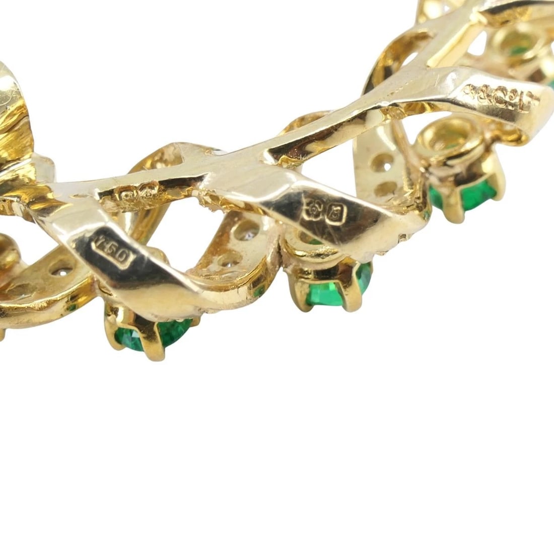 Vintage Asprey & Co. 18k Gold Diamond Emerald Circular Earrings - 12