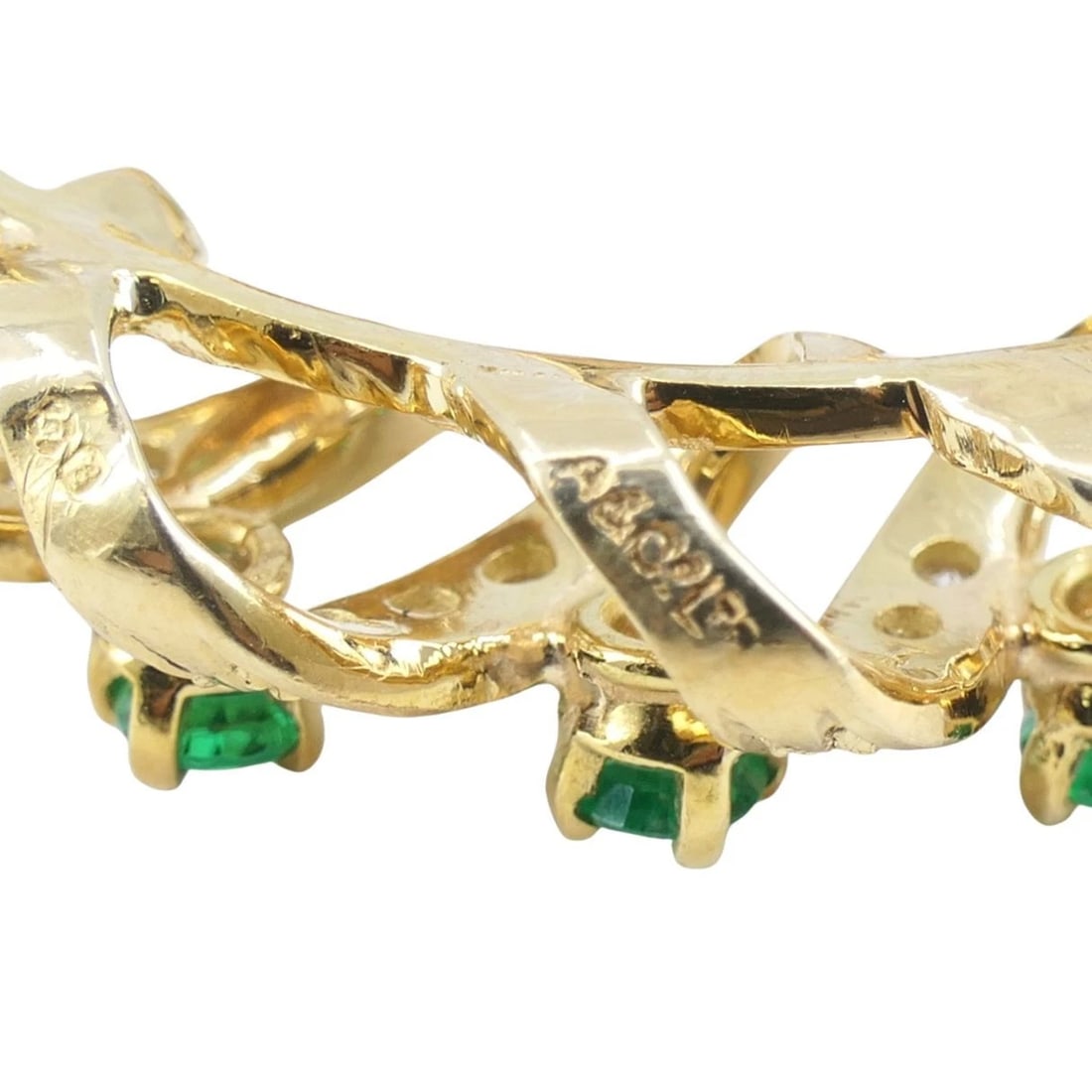Vintage Asprey & Co. 18k Gold Diamond Emerald Circular Earrings - 13