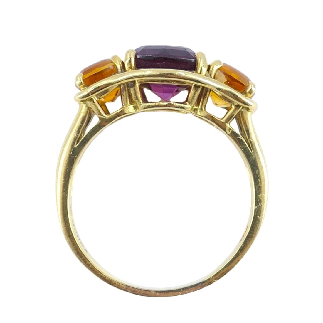 Verdura 18k Gold Rubellite and Madeira Citrine Three Stone Ring - 14