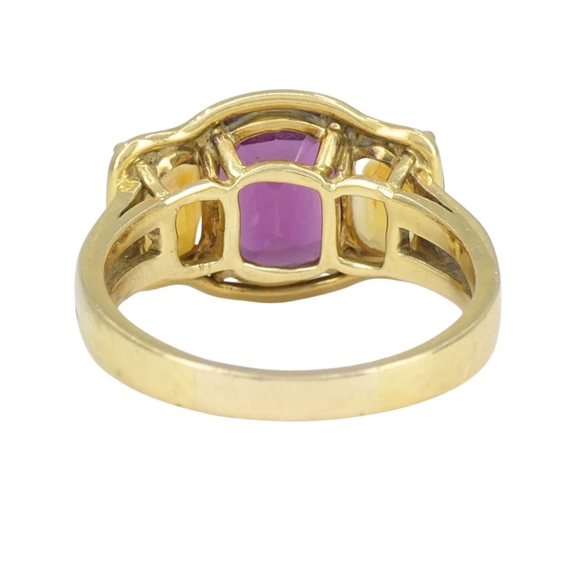 Verdura 18k Gold Rubellite and Madeira Citrine Three Stone Ring - 9