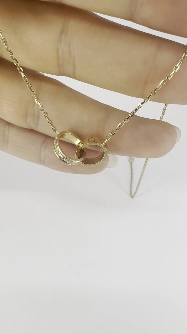 Cartier LOVE Interlocking 18k Gold Diamond Pendant Necklace - 2