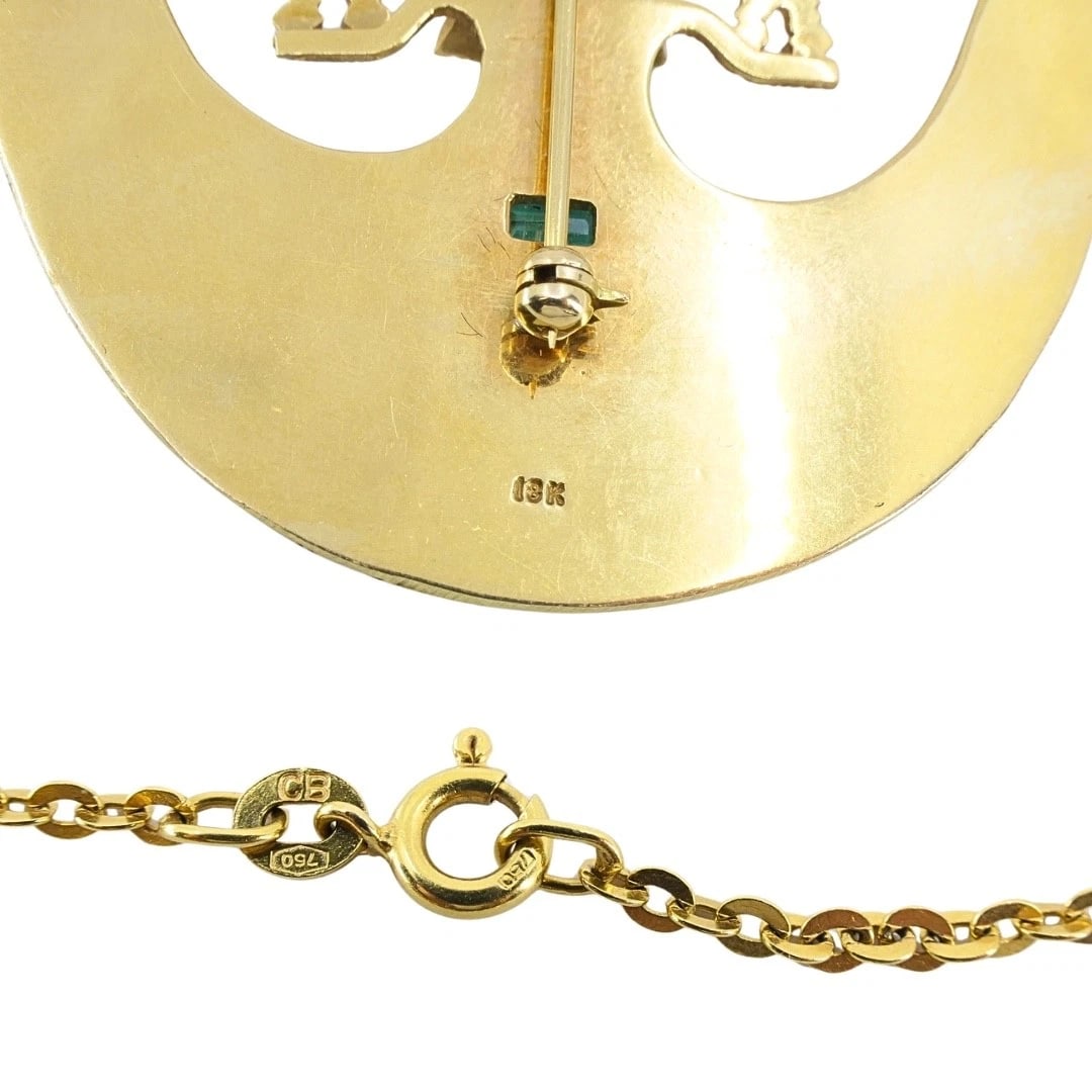Vintage Preâ€‘Columbian Revival 18k Gold Emerald Tairona Style Pendantâ€ - 11