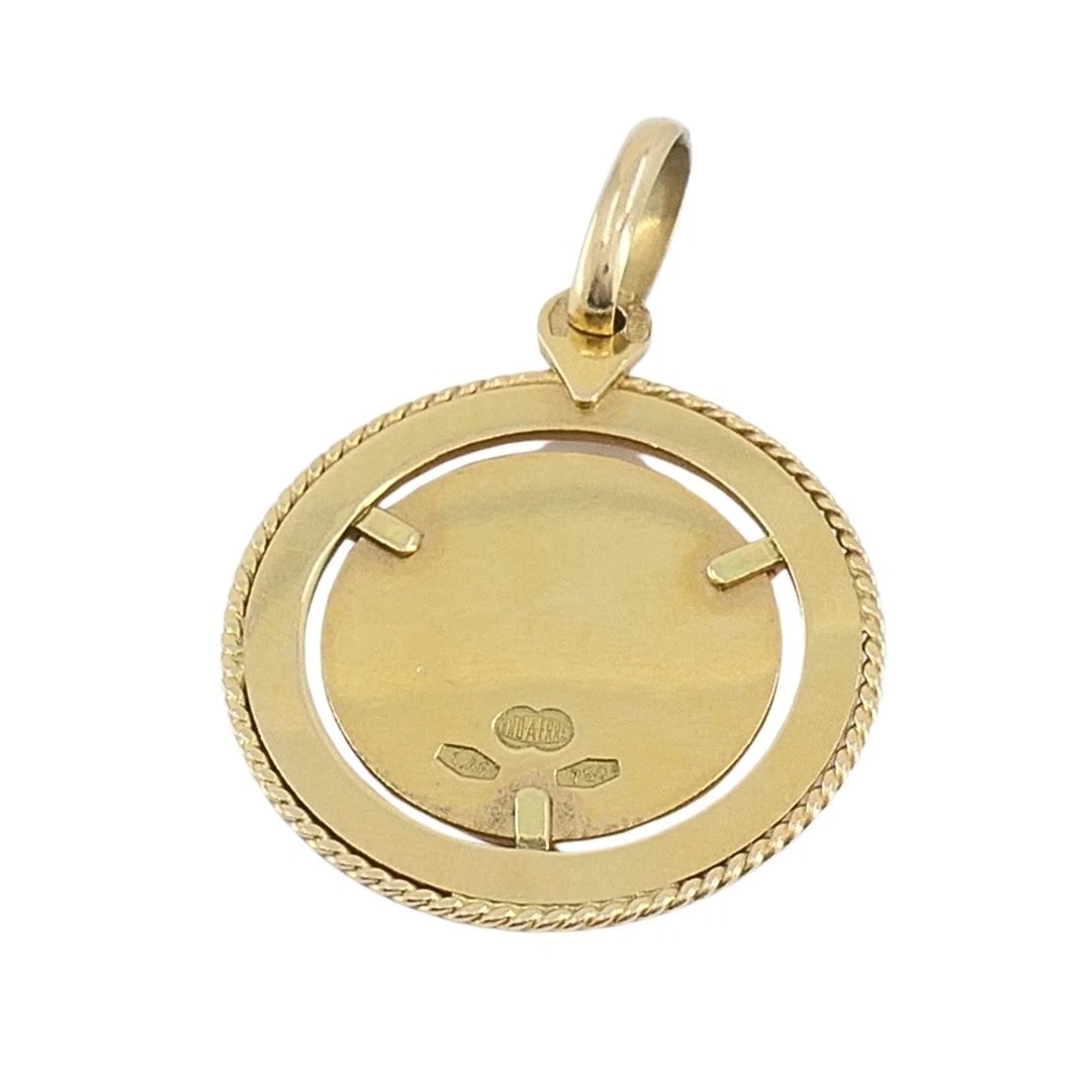 Vintage UnoAErre 18k Gold Enamel Pisces Zodiac Pendant Charm - 8