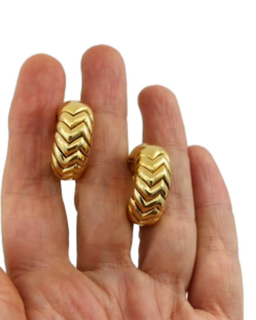 Bvlgari Bulgari Gold Earrings 18k Spiga Collection Clip-On - 11