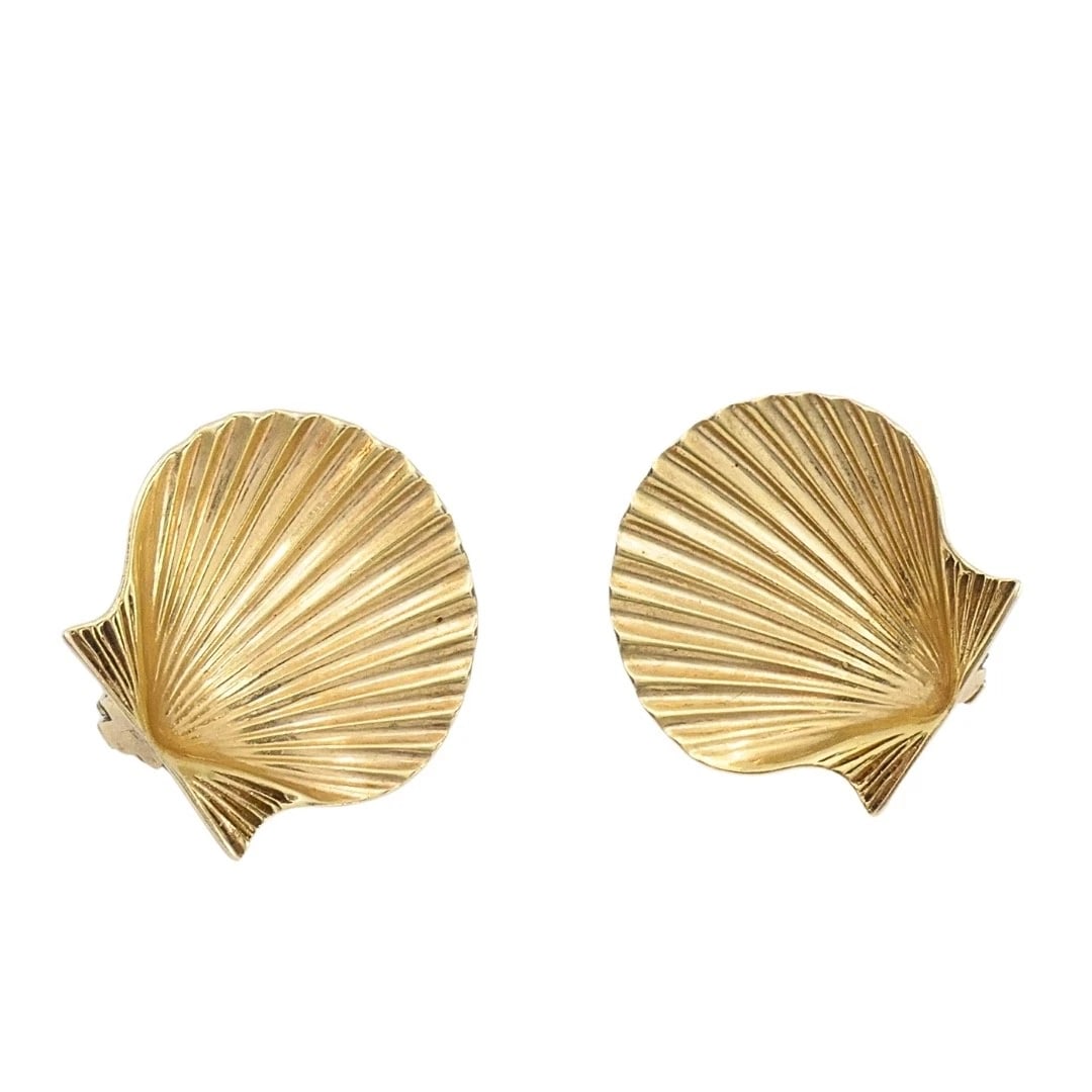 Cartier 14k Gold Shell Vintage Clip-On Earrings - 11