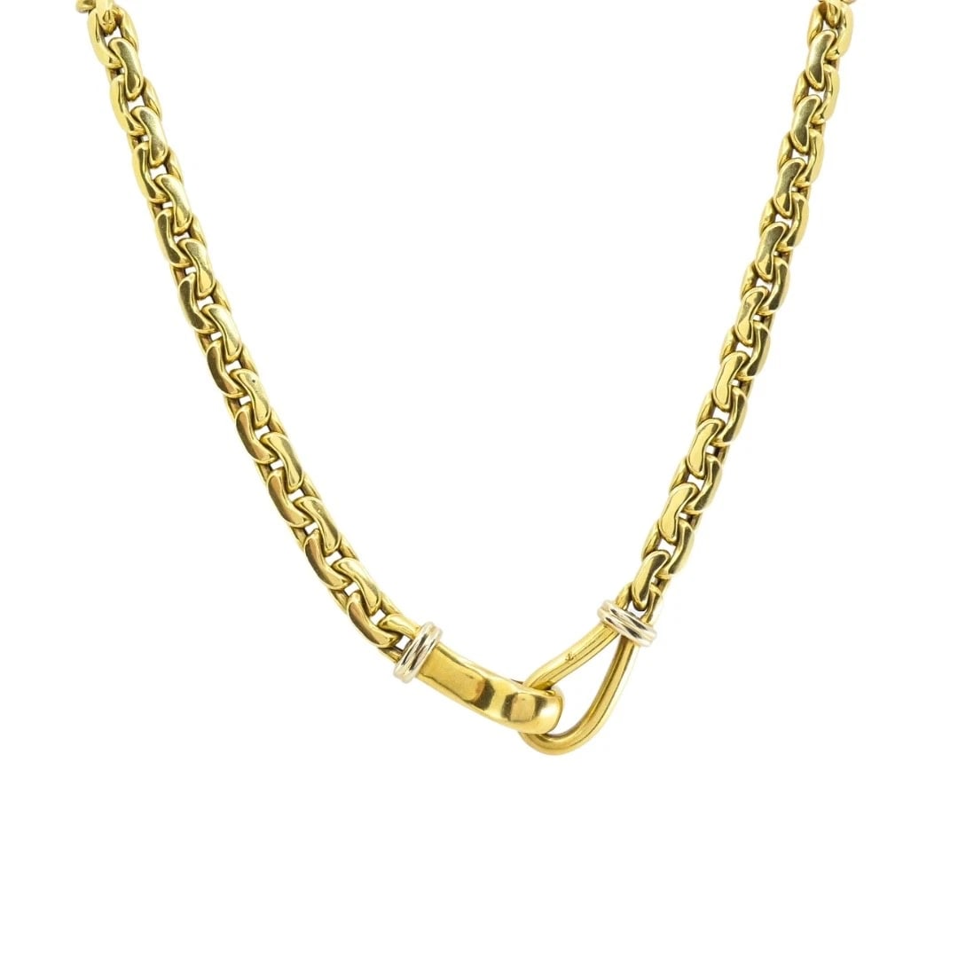 Vintage Italian 18k Gold Link Necklace Sculpted Front Element (1 of 9)