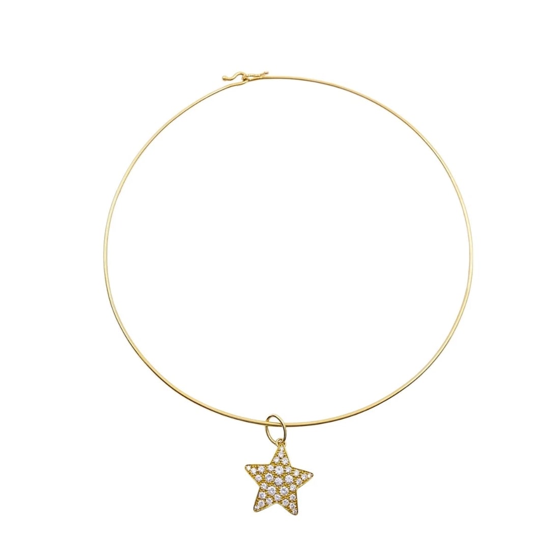 14k Gold Diamond Star Pendant 10k Gold Choker Necklace: MATERIALS: Pendant - 14k Gold, Choker - 10k Gold GEMSTONE: Diamond WEIGHT: 6.2 grams MEASUREMENTS: Pendant - 5/8" Choker - 12"ITEM DETAILS:14k Gold Diamond Star Pendant 10k Gold Choker NecklaceContemp