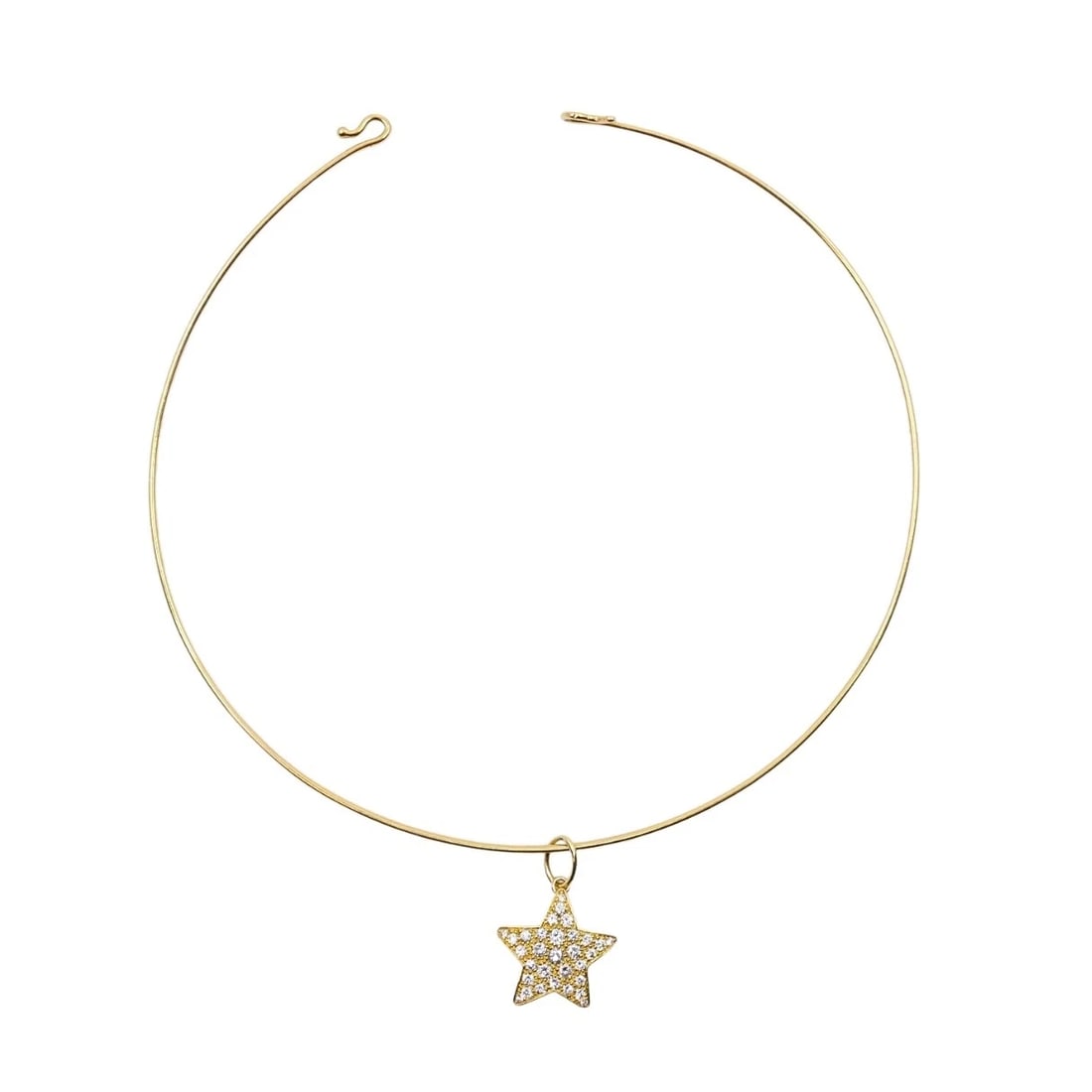 14k Gold Diamond Star Pendant 10k Gold Choker Necklace - 6