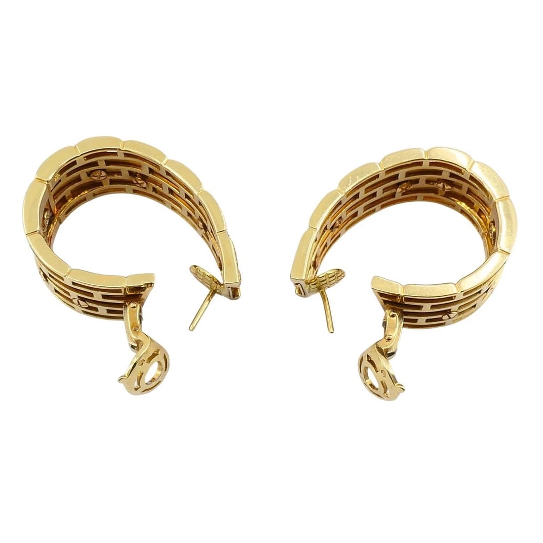 Vintage Cartier Walking Panthere 18k Gold Diamond Hoop Earrings - 16