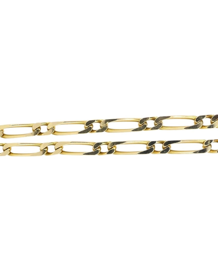 Vintage Chain Necklace French 18k Gold Figaro Link - 8