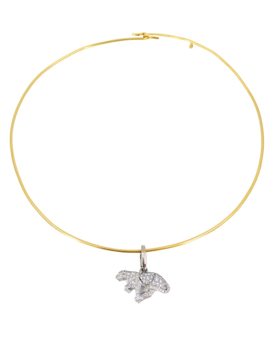 Vintage Cartier Panthere Collar Necklace Diamond Charm - 3