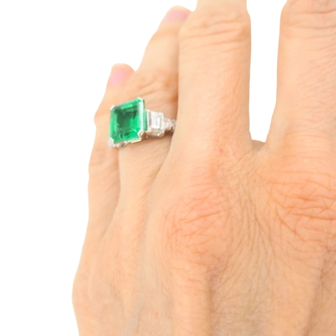 Colombian Emerald Engagement Ring GIA Platinum Diamond - 13