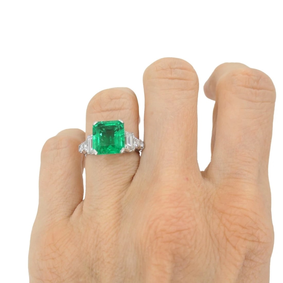 Colombian Emerald Engagement Ring GIA Platinum Diamond - 14