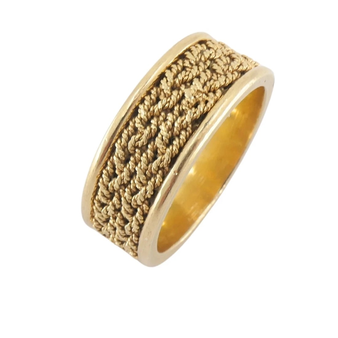 14k Woven Gold Ring Vintage Band Ring - 8