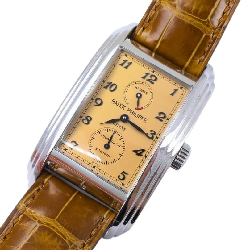 Patek Philippe 5101P 10-Day Tourbillon Platinum WATCH Original Strap: VK JROOOO PATEK PHILIPPE Platinum Tourbillon Watch The Patek Philippe Reference 5101P 10-Day Tourbillon is a masterpiece of mechanical sophistication and understated elegance. Crafted in solid platinu