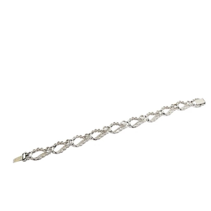 French Platinum Diamond Openwork Diamond Bracelet, 1960s - 9