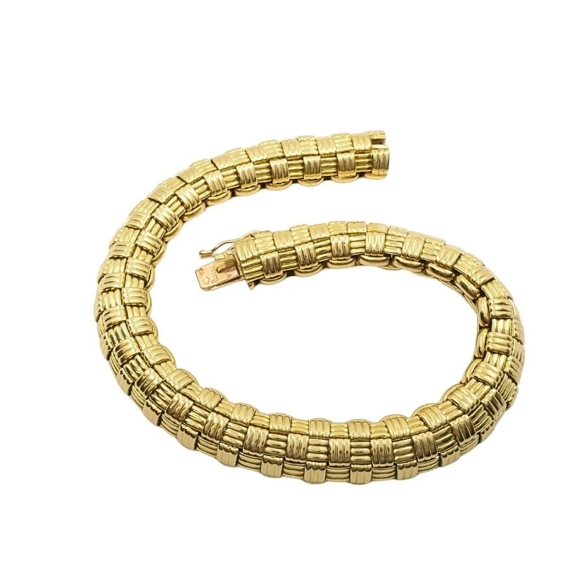 Vintage Cartier Paris 18k Gold Retro Grid Link Bracelet, 1950s-1970s - 8