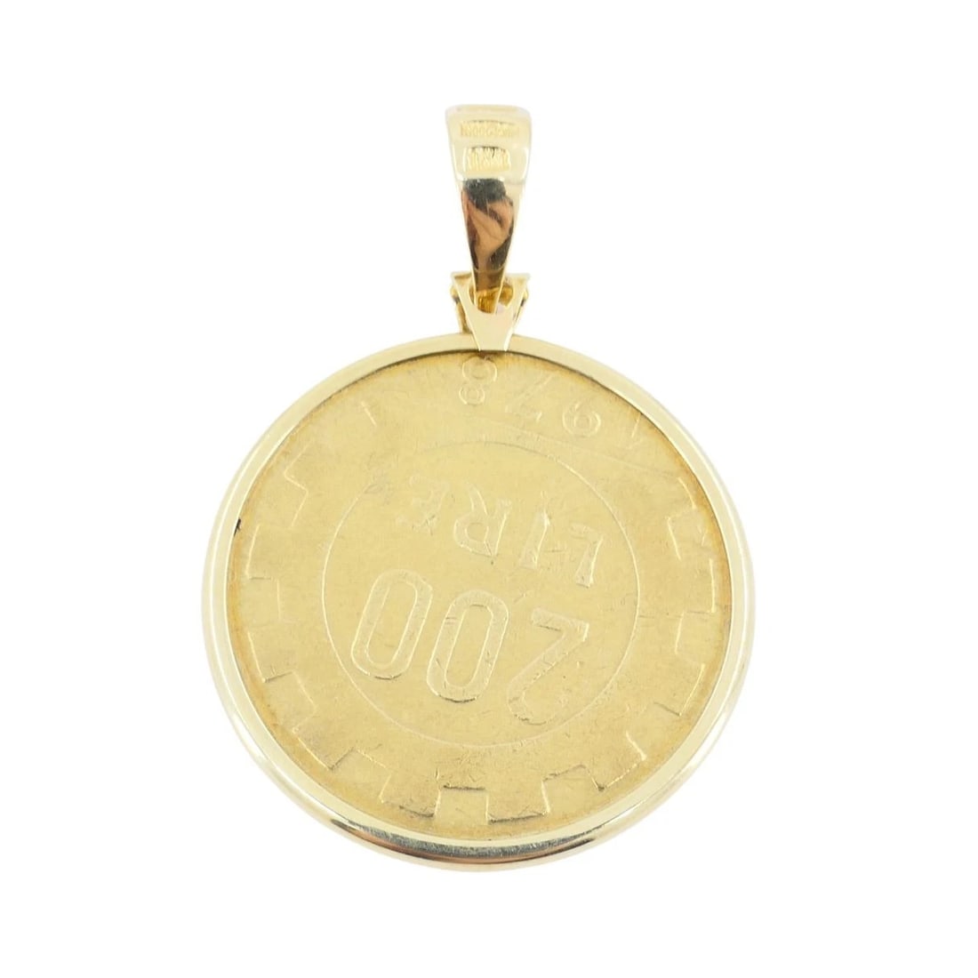 Italian 14k Gold Lire Coin Pendant - 11