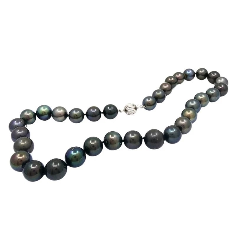 Tahitian Pearl Strand Necklace 14k Gold Clasp - 4